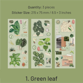 Plant PET Die-cut Sticker Sheet - Rose, Green Leaf, Peach Blossom sku-1