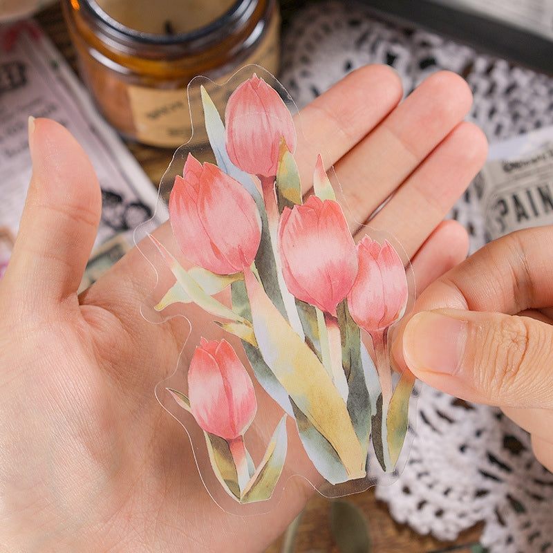 Plant PET Die-cut Stickers - Flower, Fruit, Rose, Tulip, Mushroom, Leaf b3