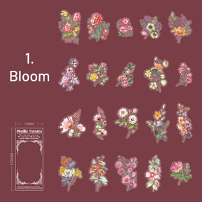 Plant PET Die-cut Stickers - Flower, Fruit, Rose, Tulip, Mushroom, Leaf sku-1