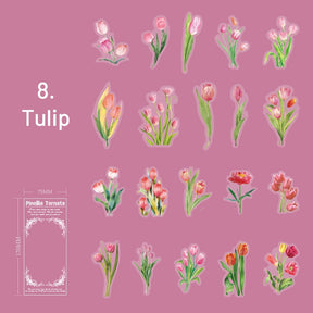Plant PET Die-cut Stickers - Flower, Fruit, Rose, Tulip, Mushroom, Leaf sku-8