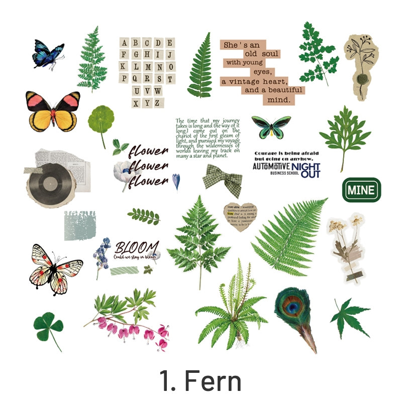 Plant PET Sticker - Fern, Butterfly, Flower, Leaves sku-1