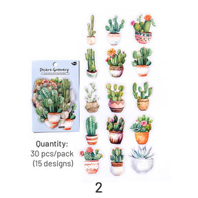 Plant PET Stickers - Flowerpot, Cactus, Cat, Dog sku-2
