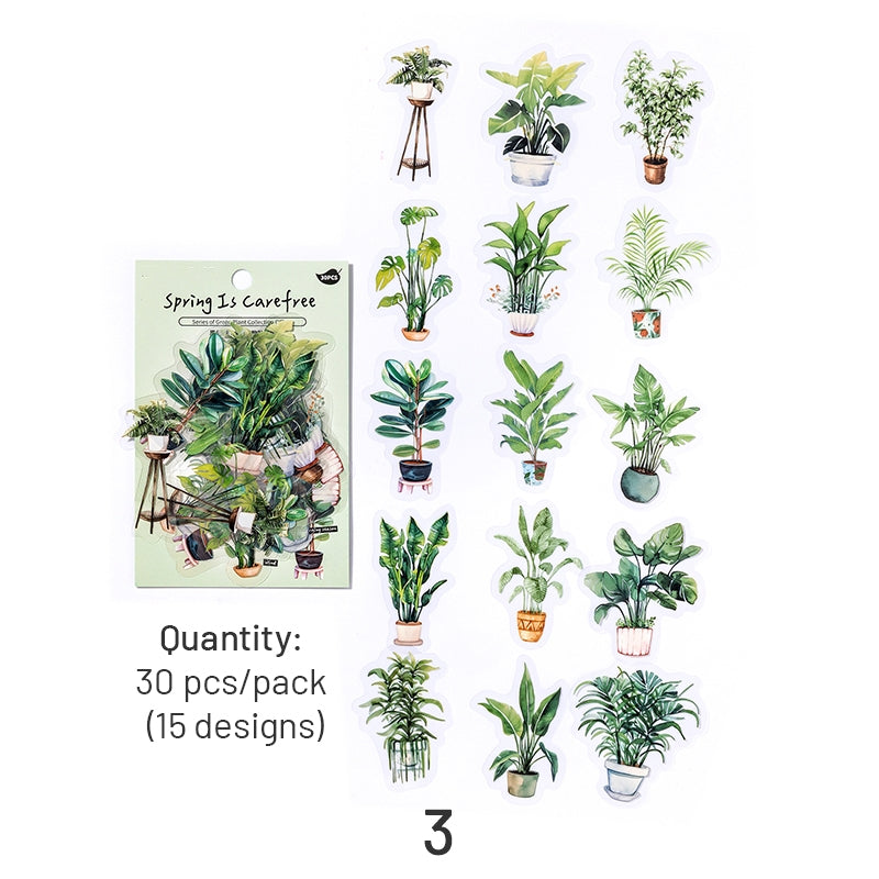 Plant PET Stickers - Flowerpot, Cactus, Cat, Dog sku-3