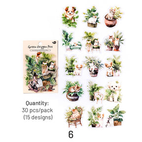 Plant PET Stickers - Flowerpot, Cactus, Cat, Dog sku-6