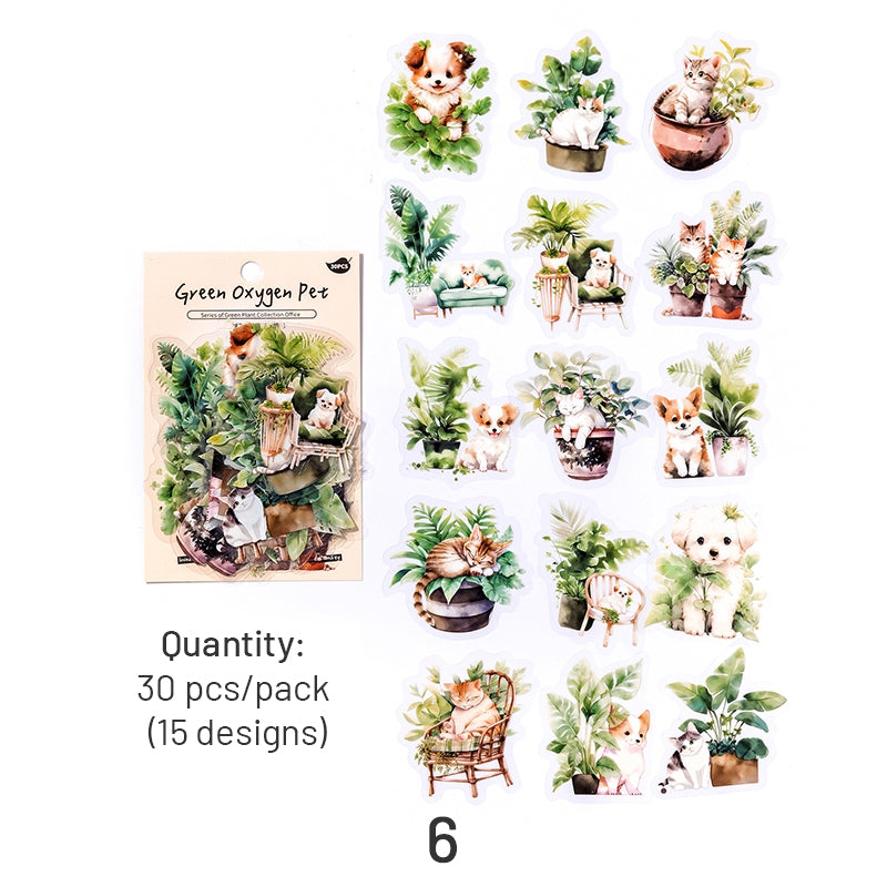 Plant PET Stickers - Flowerpot, Cactus, Cat, Dog sku-6