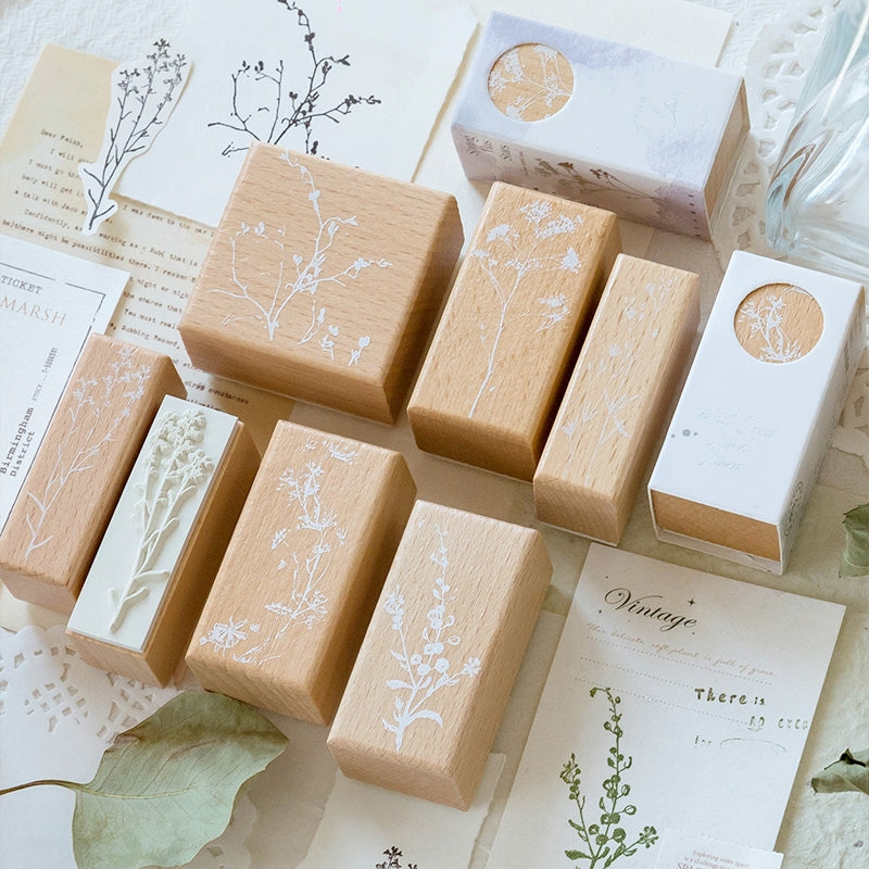 Plant-Themed Wood Rubber Stamps a