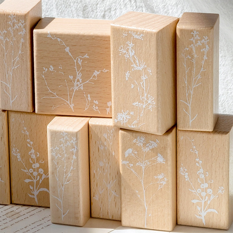 Plant-Themed Wood Rubber Stamps b1