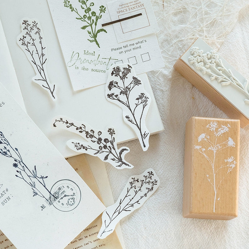 Plant-Themed Wood Rubber Stamps b5