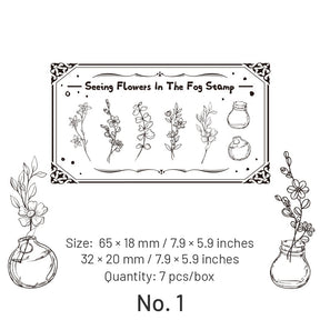Plants and Bottles Wood Rubber Stamp Set (7 Pieces) sku-1