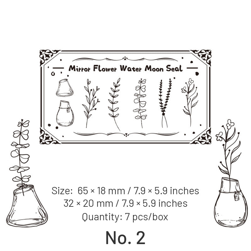 Plants and Bottles Wood Rubber Stamp Set (7 Pieces) sku-2