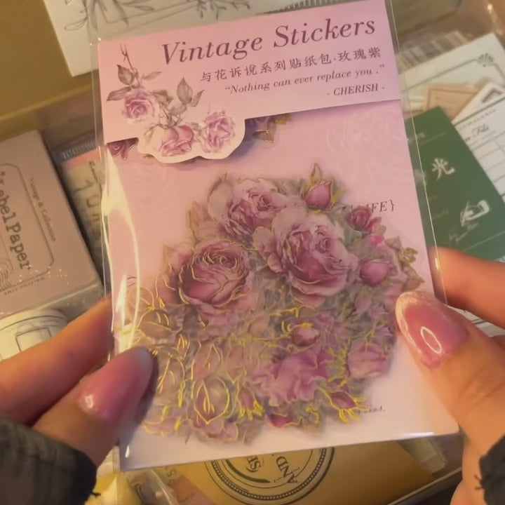 Load video: Flower Hot Stamping Clear Transparent Stickers - Tulip, Rose, Hydrangea, Lily, Daffodil, Sunflower