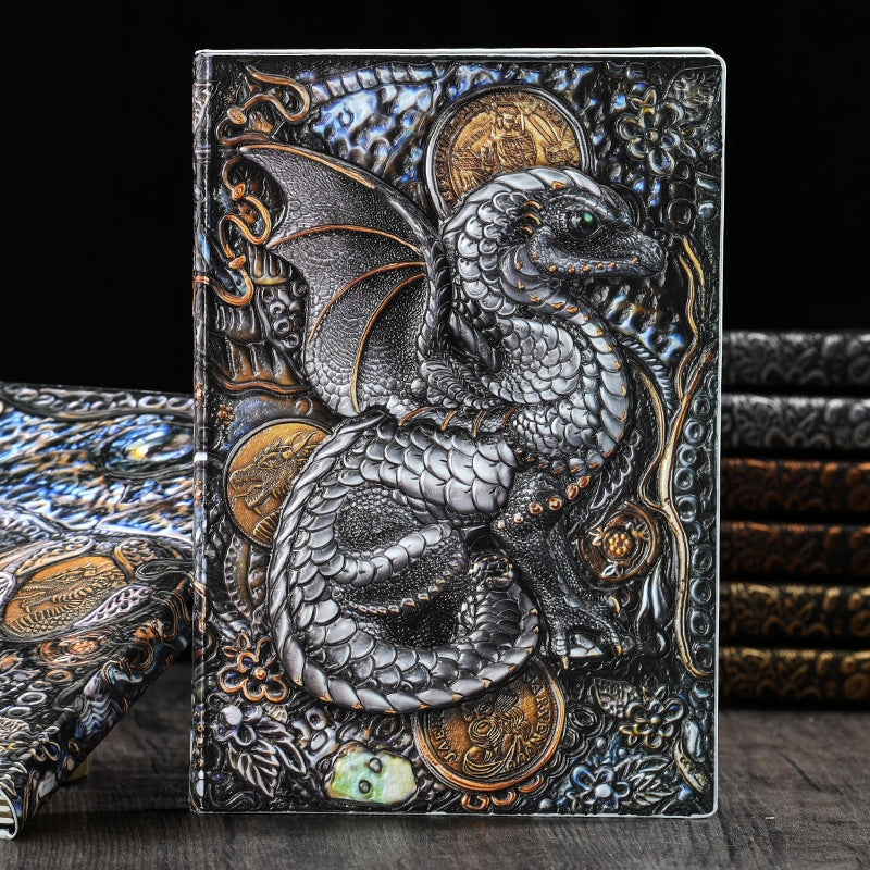 PU Retro 3D Embossed Dinosaur Dragon Notebook11