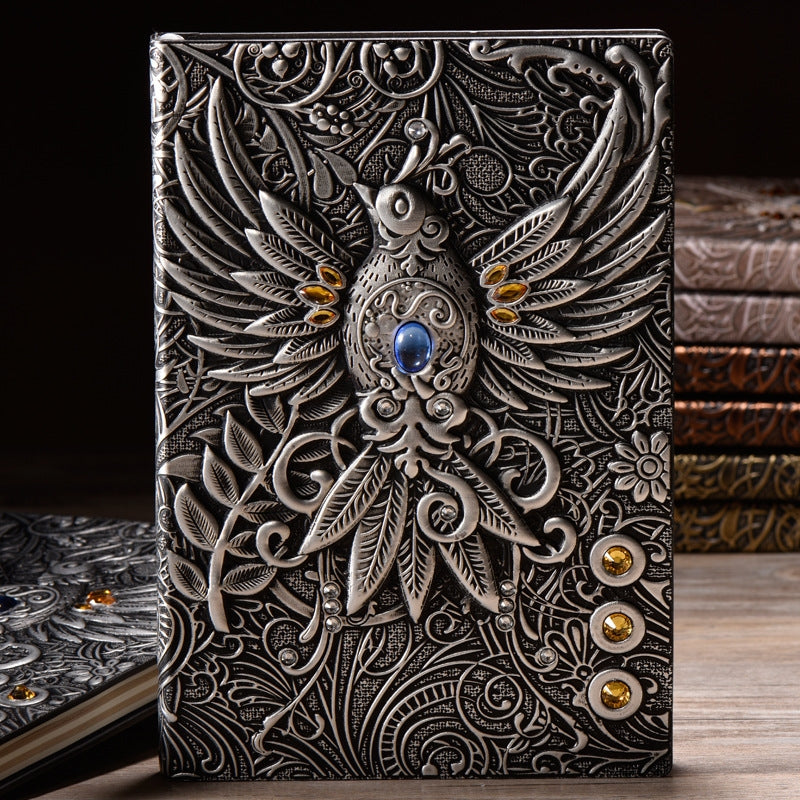 PU Retro 3D Relief Bird Notebook