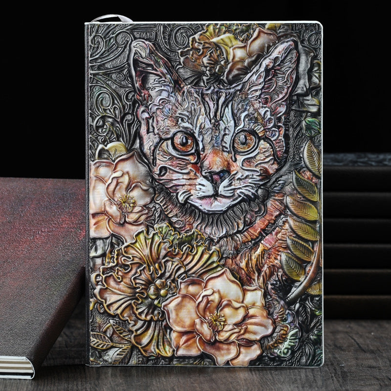 PU Retro Cat Starman Hardcover Notebook