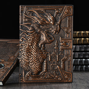 PU Vintage 3D Relief Bronze Dragon Notebook