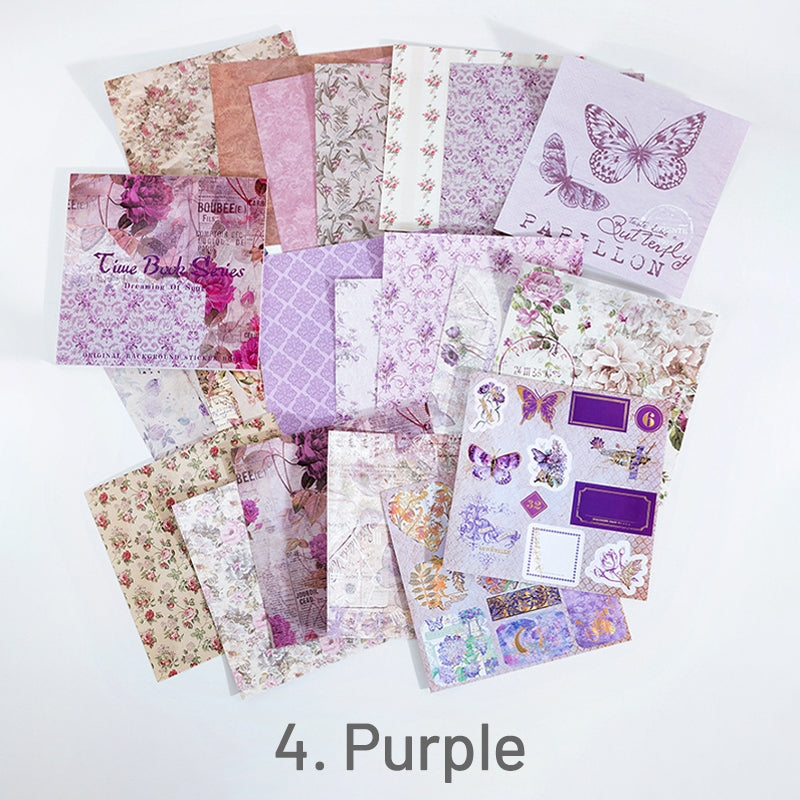 Purple-Vintage Texture Square Background Sticker Book