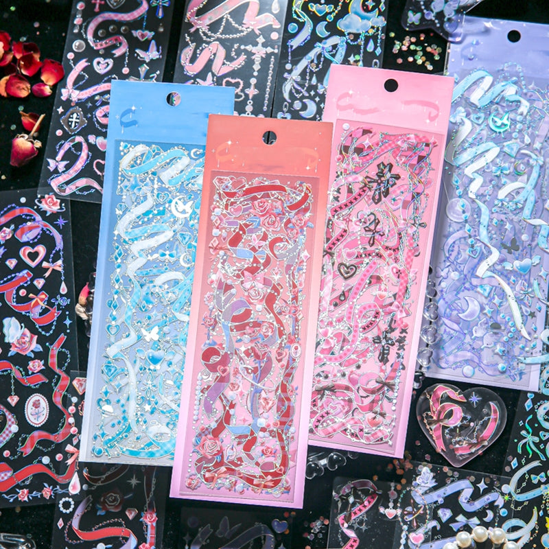 Rainbow Ribbon Chain Hot Stamping Vinyl Sticker Sheet - Stamprints