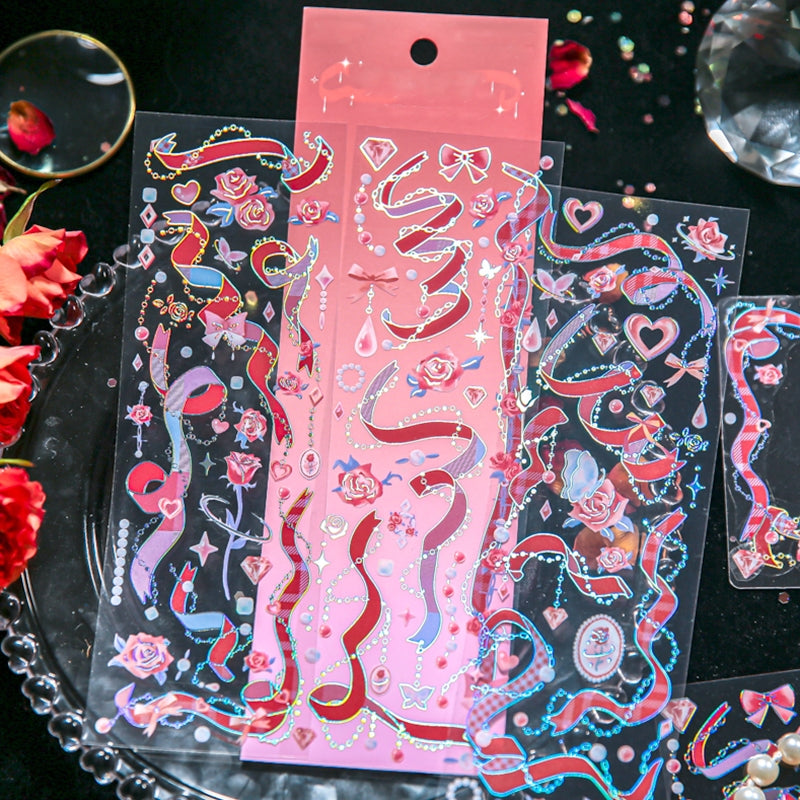 Rainbow Ribbon Chain Hot Stamping Vinyl Sticker Sheet - Stamprints5