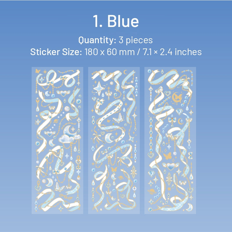 Rainbow Ribbon Chain Hot Stamping Vinyl Sticker Sheet sku-1