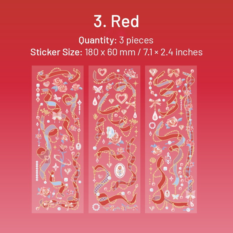 Rainbow Ribbon Chain Hot Stamping Vinyl Sticker Sheet sku-3