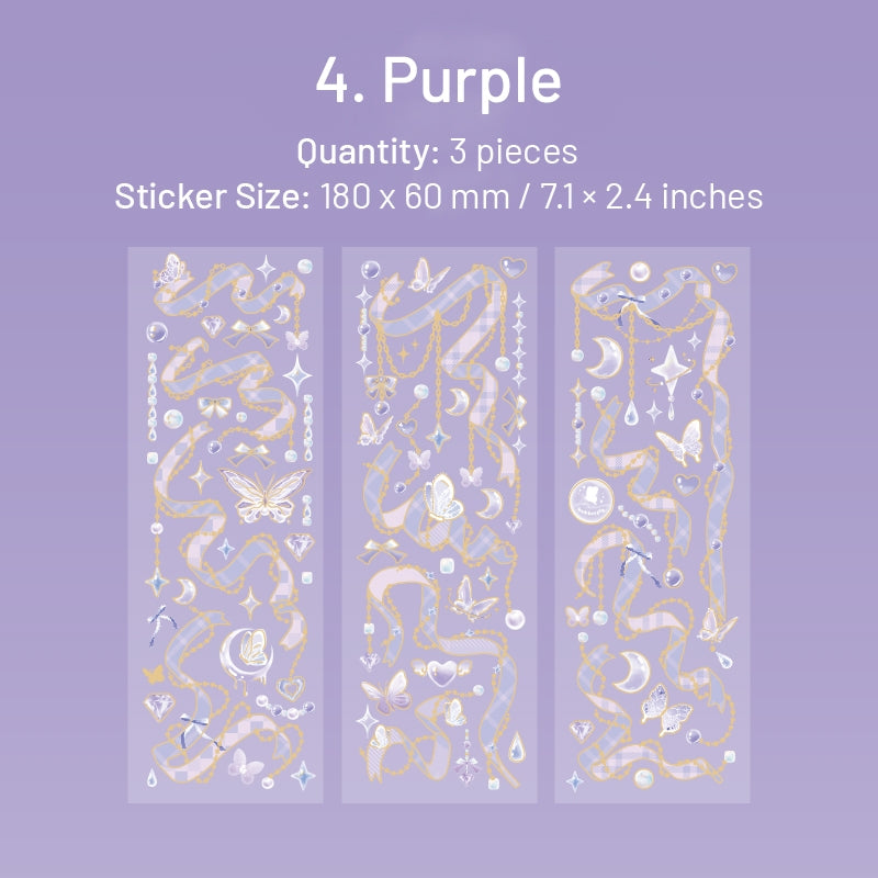 Rainbow Ribbon Chain Hot Stamping Vinyl Sticker Sheet sku-4