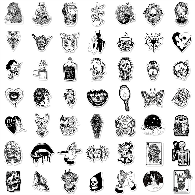 Red and Black Gothic Halloween Skull Sticker b2