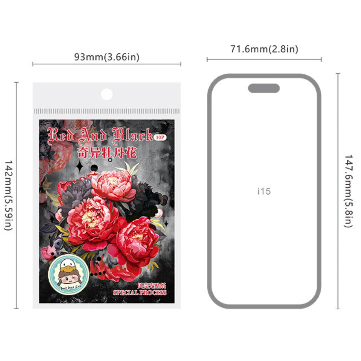 Red and Black Series Shell Light Floral Sticker 11