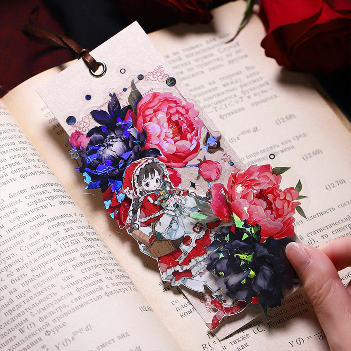 Red and Black Series Shell Light Floral Sticker 7
