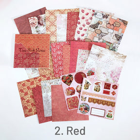 Red-Vintage Texture Square Background Sticker Book