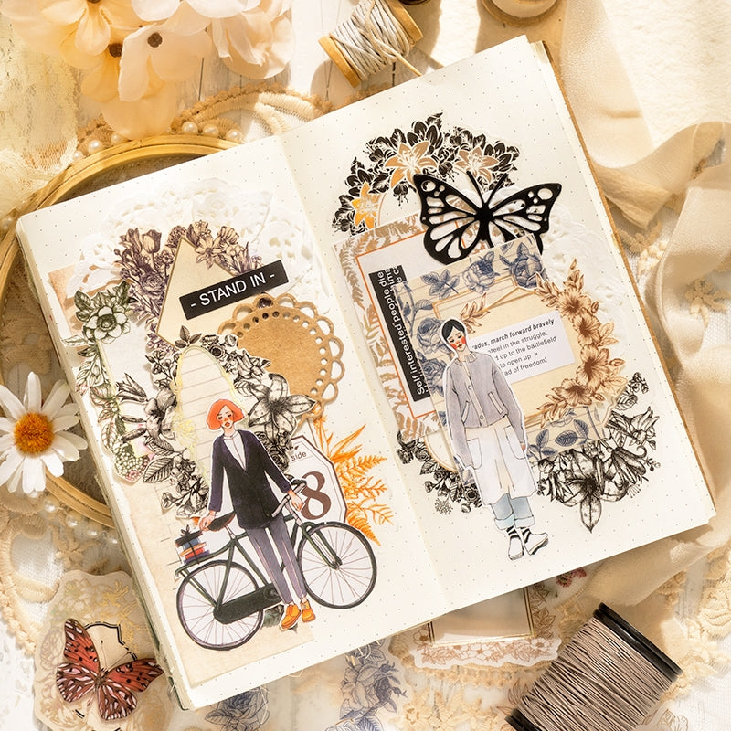 Remaining Temperature Series Vintage Plant Frame Sulfuric Acid Paper Stickers b