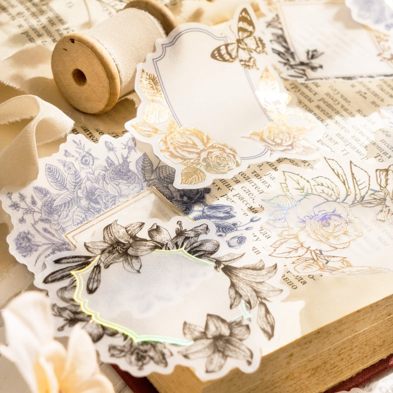 Remaining Temperature Series Vintage Plant Frame Sulfuric Acid Paper Stickers b3