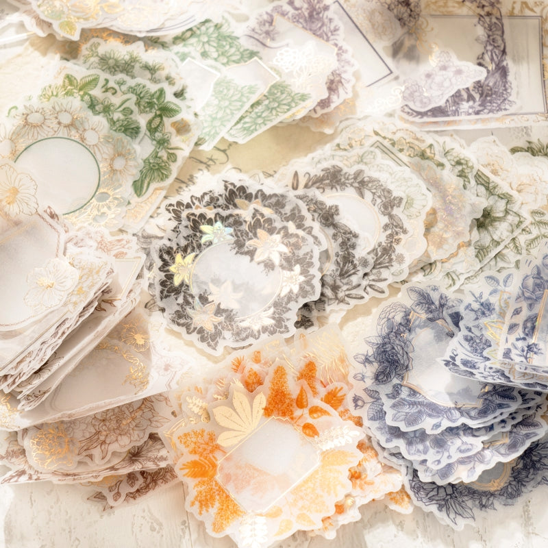 Remaining Temperature Series Vintage Plant Frame Sulfuric Acid Paper Stickers b4