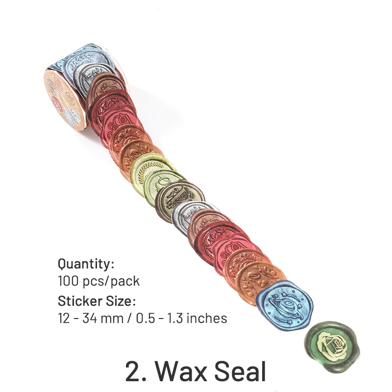 Retro Bazaar Irregular Shape Stickers - Petals, Wax Seals, Ribbons sku-2