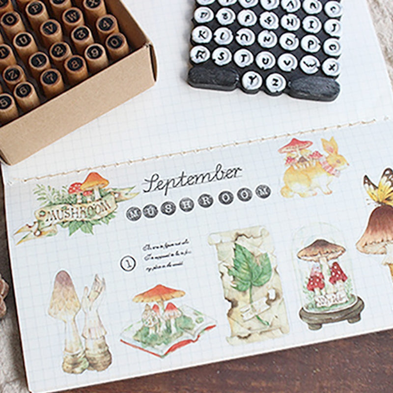 Retro Black and White Typewriter Boxed Wooden Rubber Stamp Set b1
