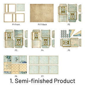 Retro Blue Butterfly Square Handmade Junk Journal Folio Kit - Stamprints16