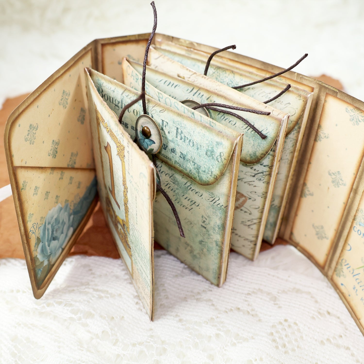 Retro Blue Butterfly Square Handmade Junk Journal Folio Kit - Stamprints4