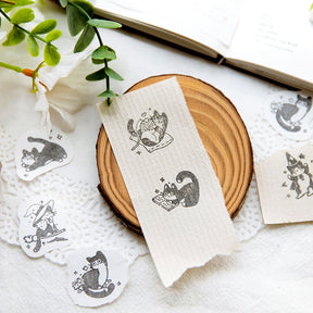 Retro Cat Series Cute Animal Wooden Ruber Stamp b6