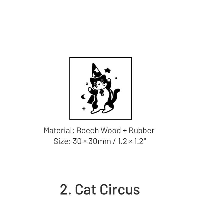 Retro Cat Series Cute Animal Wooden Ruber Stamp sku-2