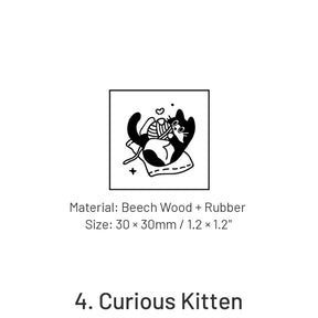 Retro Cat Series Cute Animal Wooden Ruber Stamp sku-4