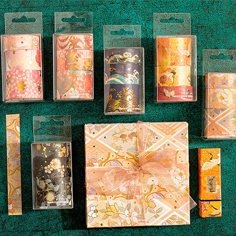 Retro Chinese Style Brocade Cloud Adhesive Washi Tape Set a