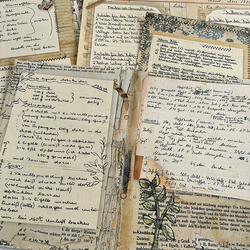 Vintage European Script Recipe Paper | Handwritten Journal Pages by ...