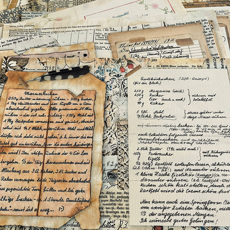Retro English Handwritten Recipe Junk Journal Paper b3