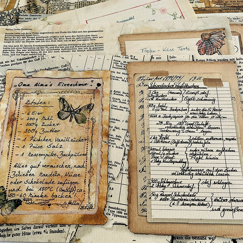 Retro English Handwritten Recipe Junk Journal Paper b4