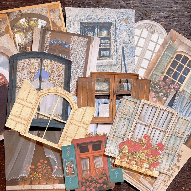 Retro European-style Door & Window Journal Background Decorative Paper a