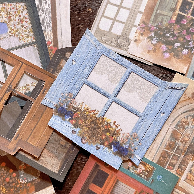 Retro European-style Door & Window Journal Background Decorative Paper b2