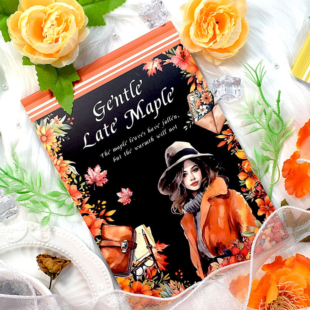 Retro Floral Lady Character Die-cut Sticker Book 10033