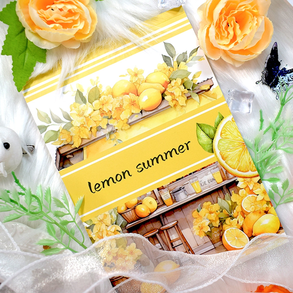 Retro Floral Lady Character Die-cut Sticker Book 柠檬夏日1