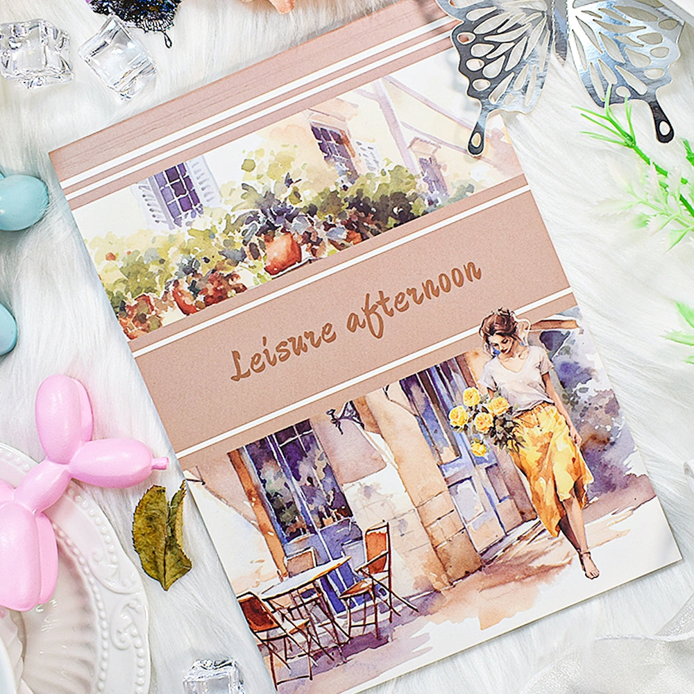 Retro Floral Lady Character Die-cut Sticker Book 休闲午后1