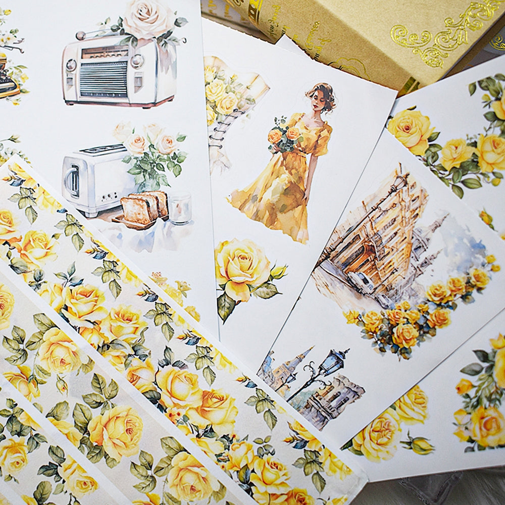 Lady Writing Sticker Retro Floral Lady Character Sticker Book | Stamprints