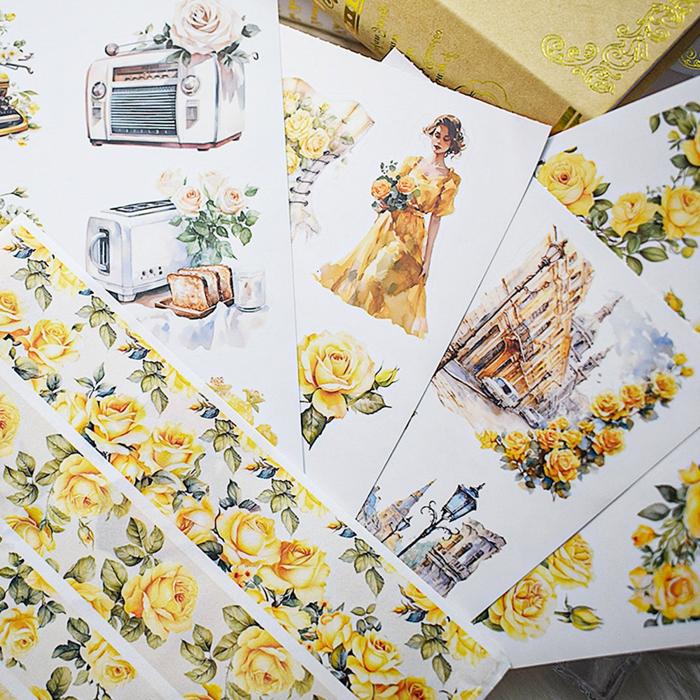 Retro Floral Lady Character Die-cut Sticker Book 休闲午后7